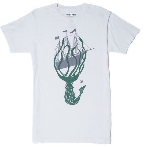 Wellen Surf Kraken T-Shirt (White)